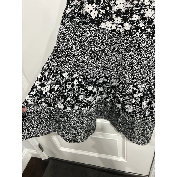 Susan Graver Womens Black White Floral Tiered Skirt Sz 2X - Picture 4 of 8
